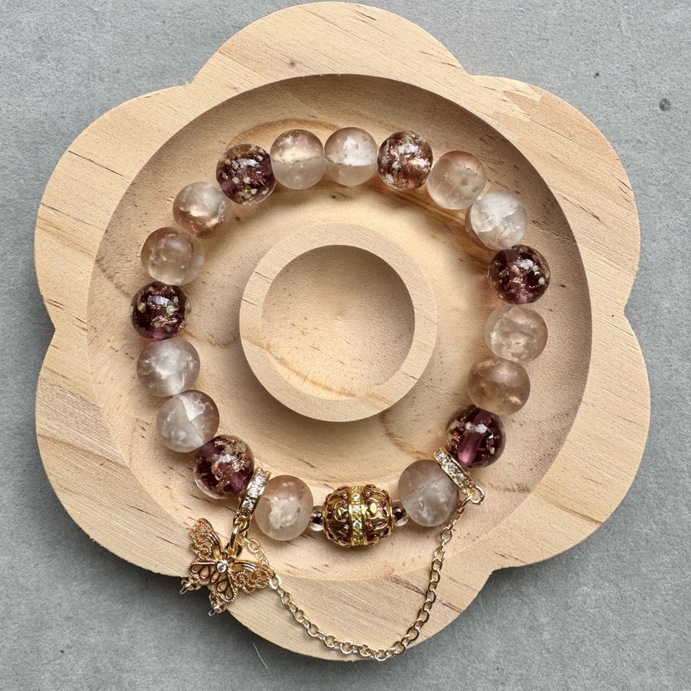 Elegant Gold and Brown Beaded Bracelet
